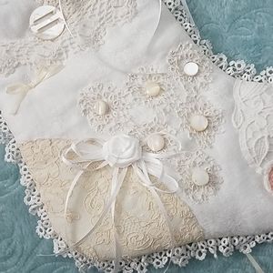 Heirloom linen/lace Christmas stocking/ one of kind/ handmade